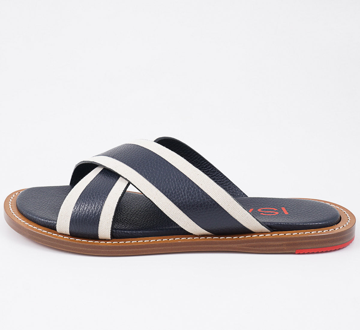 Isaia Pebbled Leather Slide Sandals