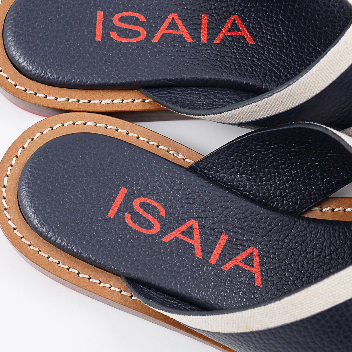 Isaia Pebbled Leather Slide Sandals