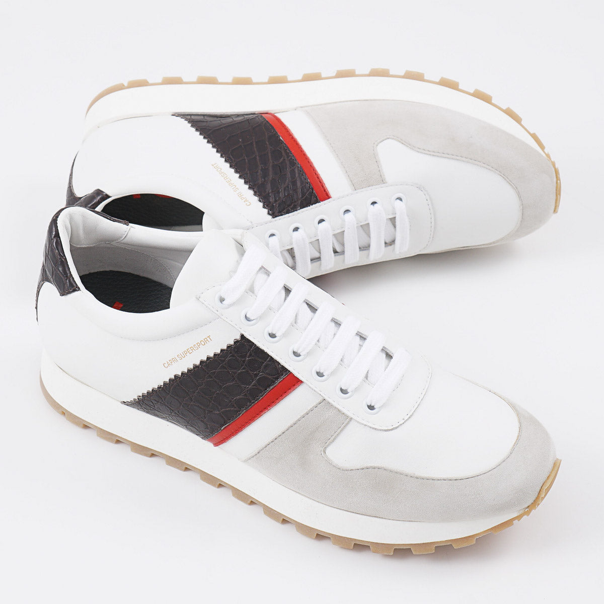 Isaia Calf Leather and Alligator Sneakers