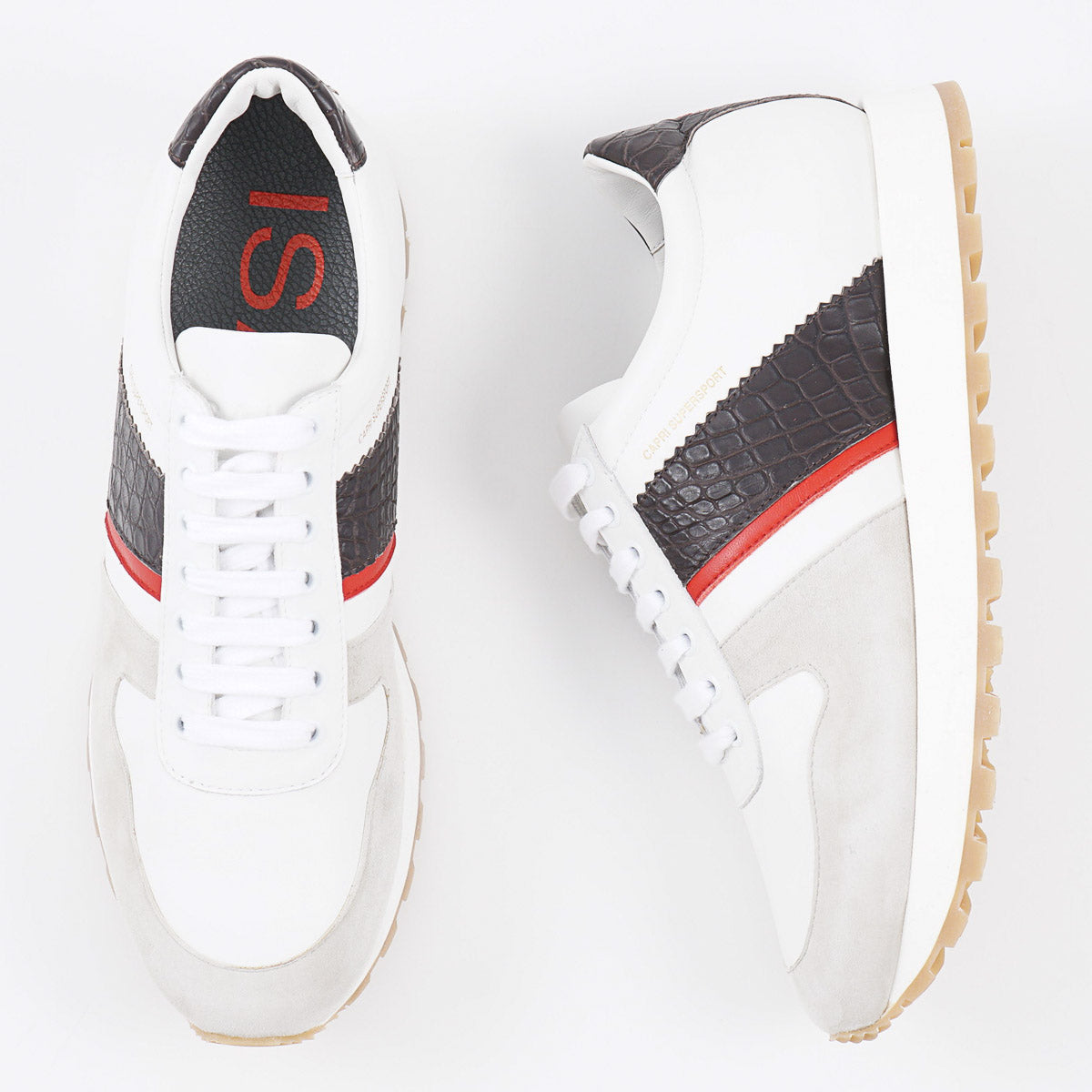 Isaia Calf Leather and Alligator Sneakers