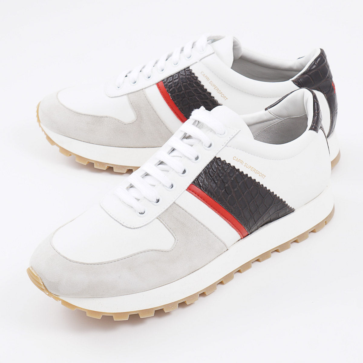 Isaia Calf Leather and Alligator Sneakers