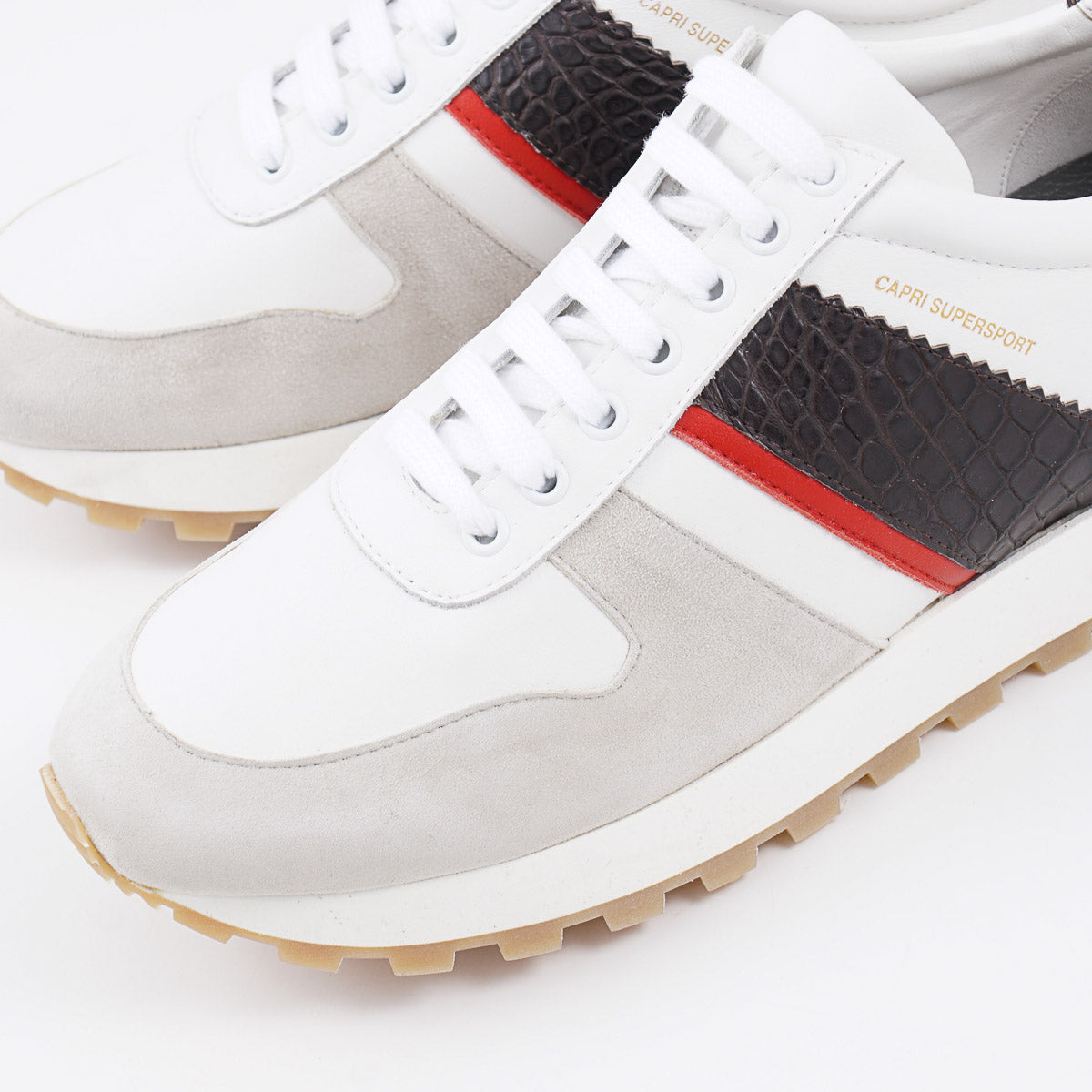 Isaia Calf Leather and Alligator Sneakers