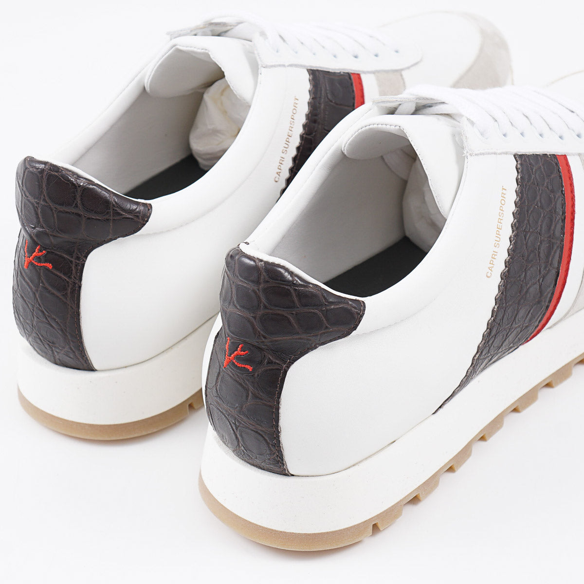 Isaia Calf Leather and Alligator Sneakers