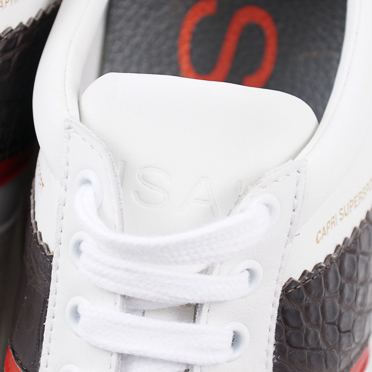 Isaia Calf Leather and Alligator Sneakers