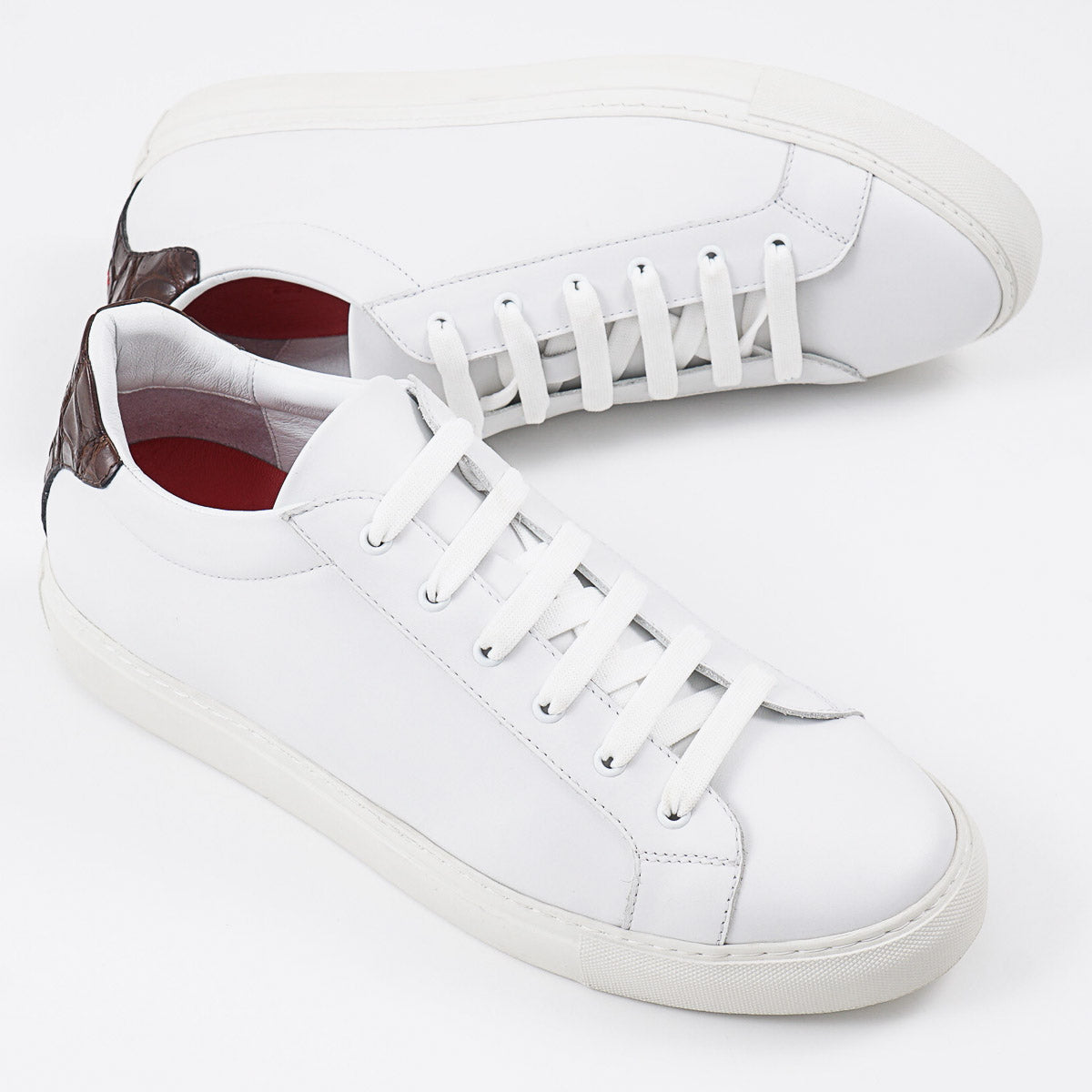 Isaia Calf Leather and Alligator Sneakers
