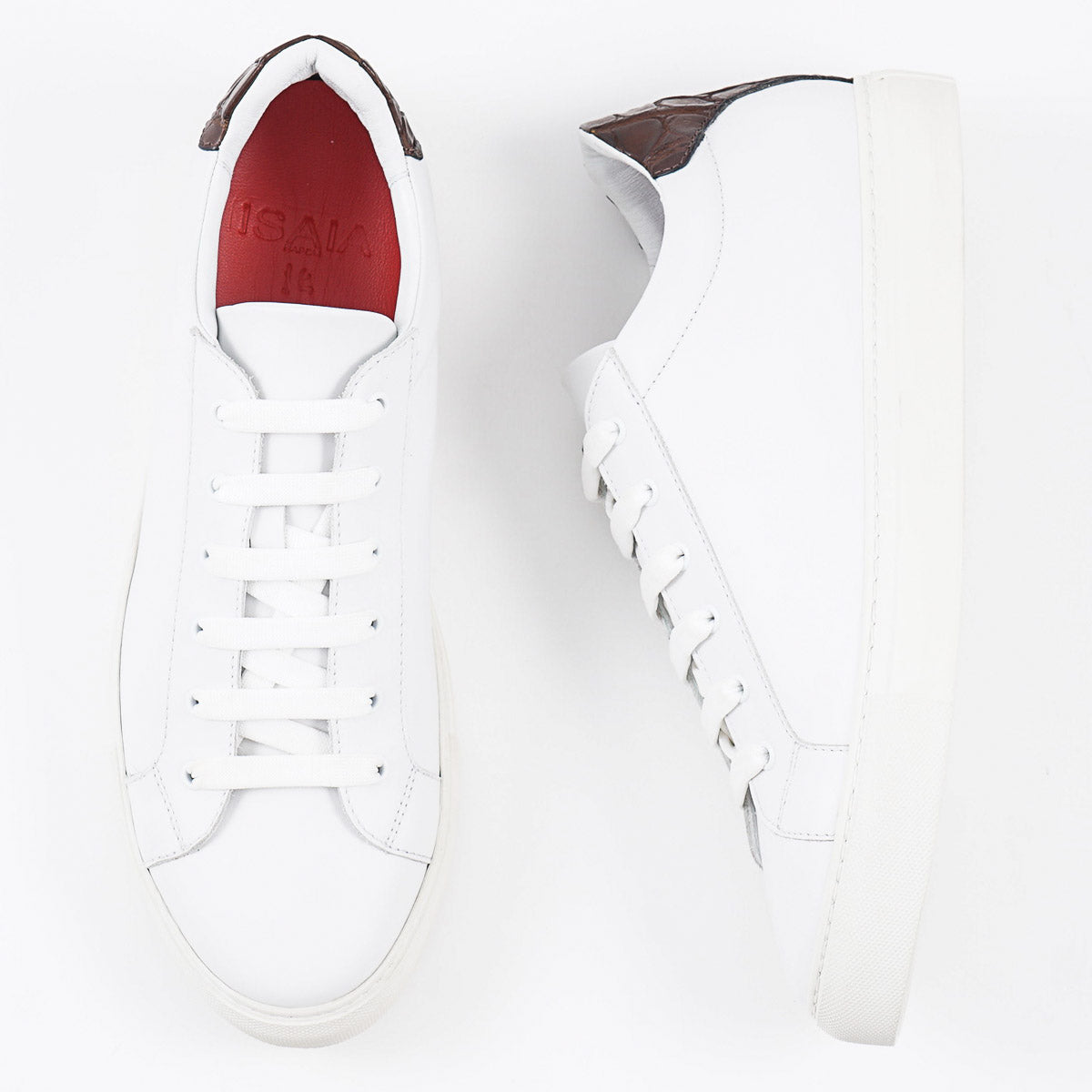 Isaia Calf Leather and Alligator Sneakers