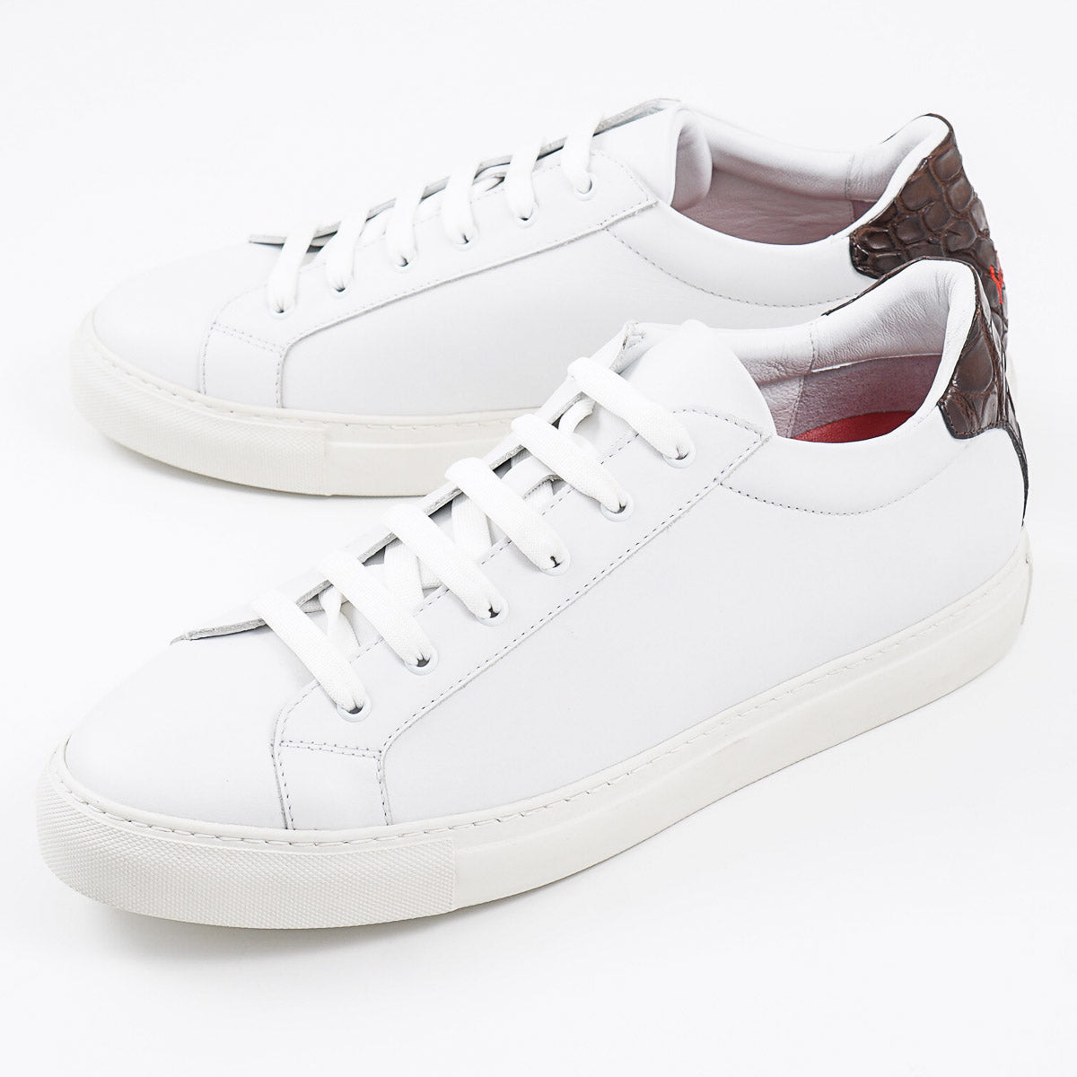 Isaia Calf Leather and Alligator Sneakers
