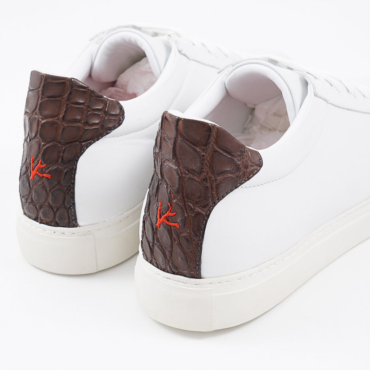 Isaia Calf Leather and Alligator Sneakers