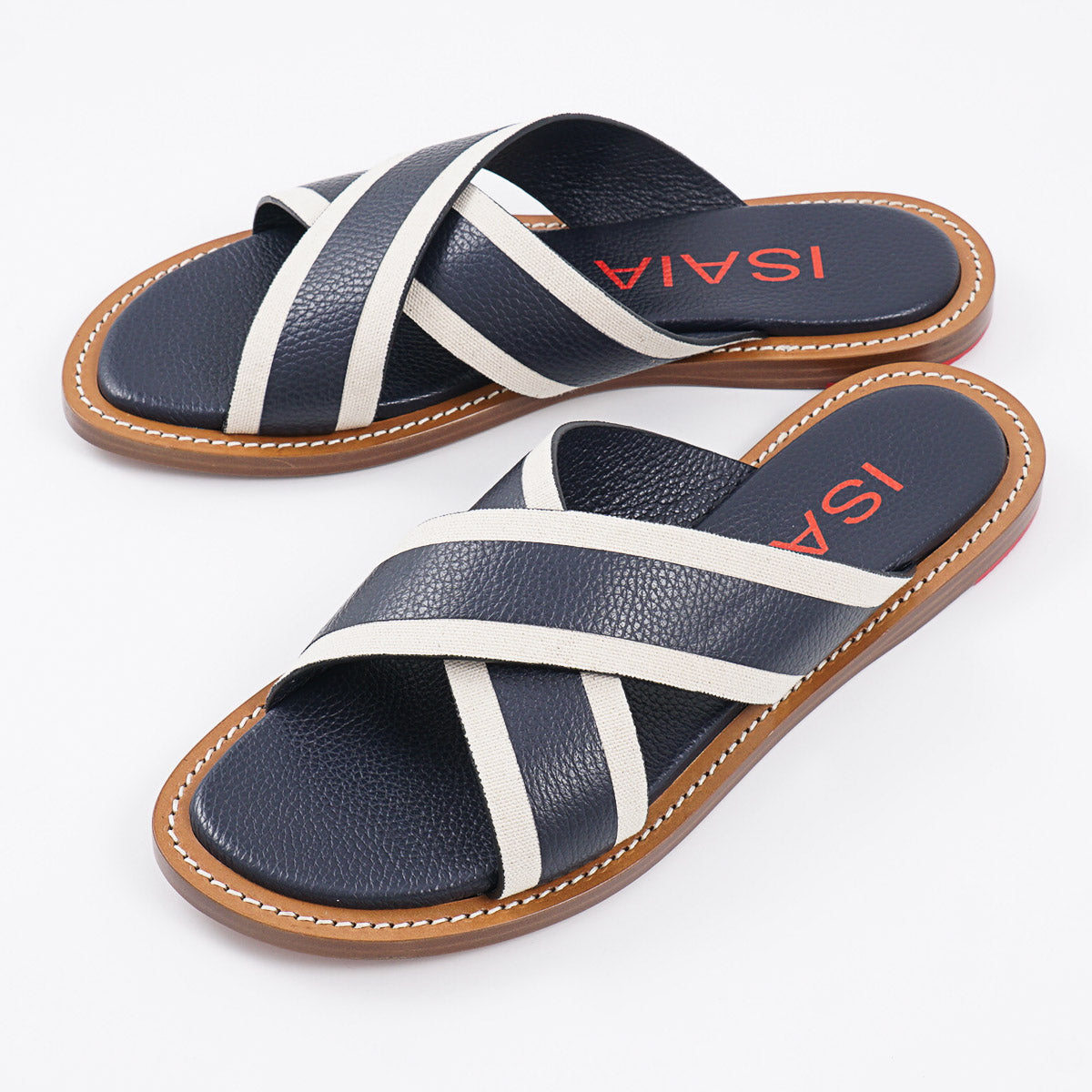 Isaia Pebbled Leather Slide Sandals