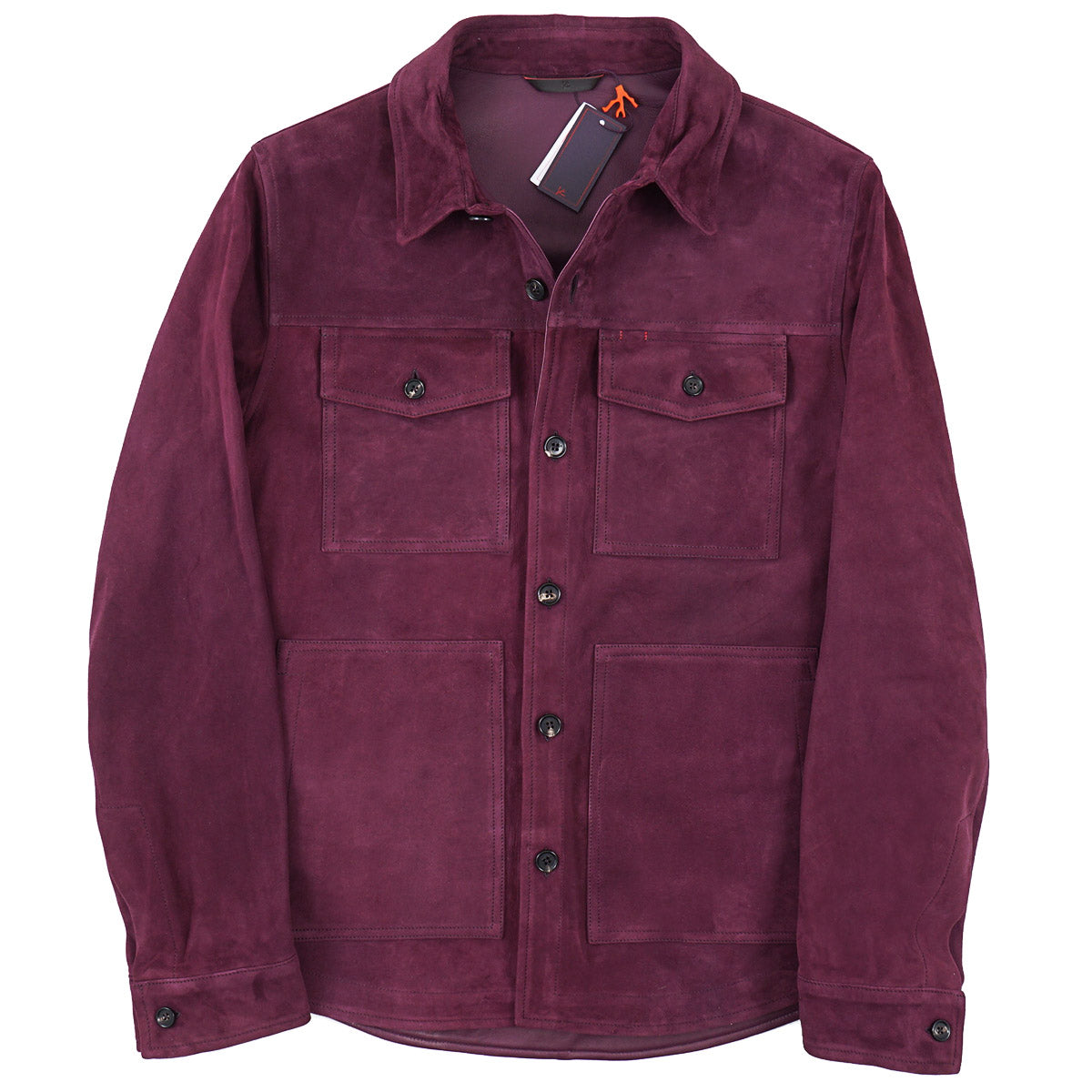 Isaia Lamb Suede Leather Overshirt Jacket - Top Shelf Apparel