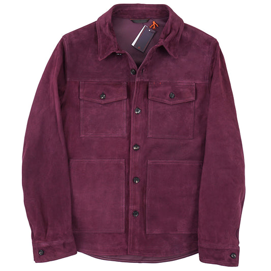 Isaia Lamb Suede Leather Overshirt Jacket - Top Shelf Apparel