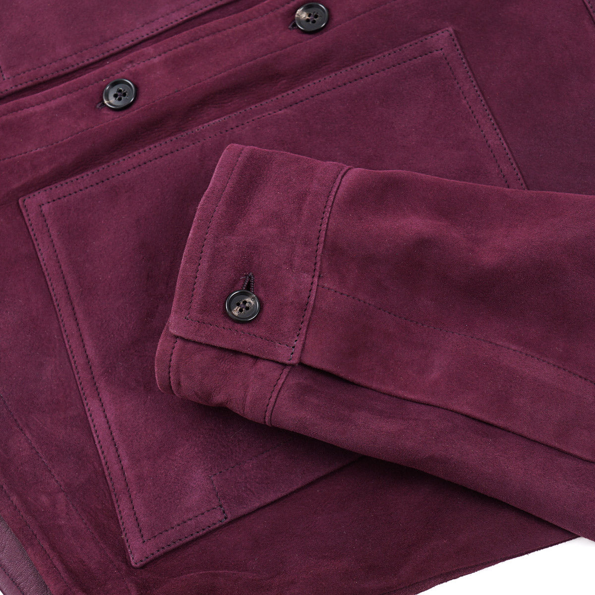 Isaia Lamb Suede Leather Overshirt Jacket - Top Shelf Apparel