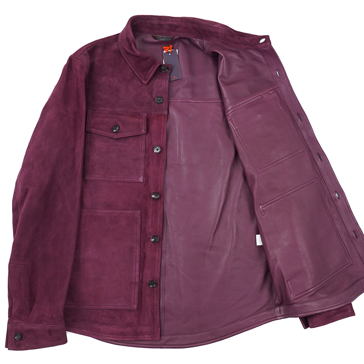 Isaia Lamb Suede Leather Overshirt Jacket - Top Shelf Apparel