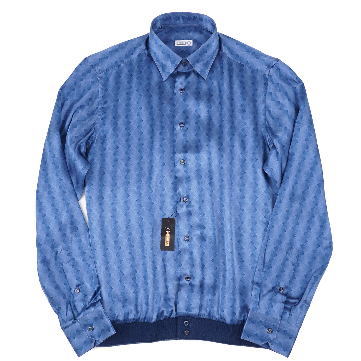 Zilli Silk Shirt with Knit Bomber Hem - Top Shelf Apparel
