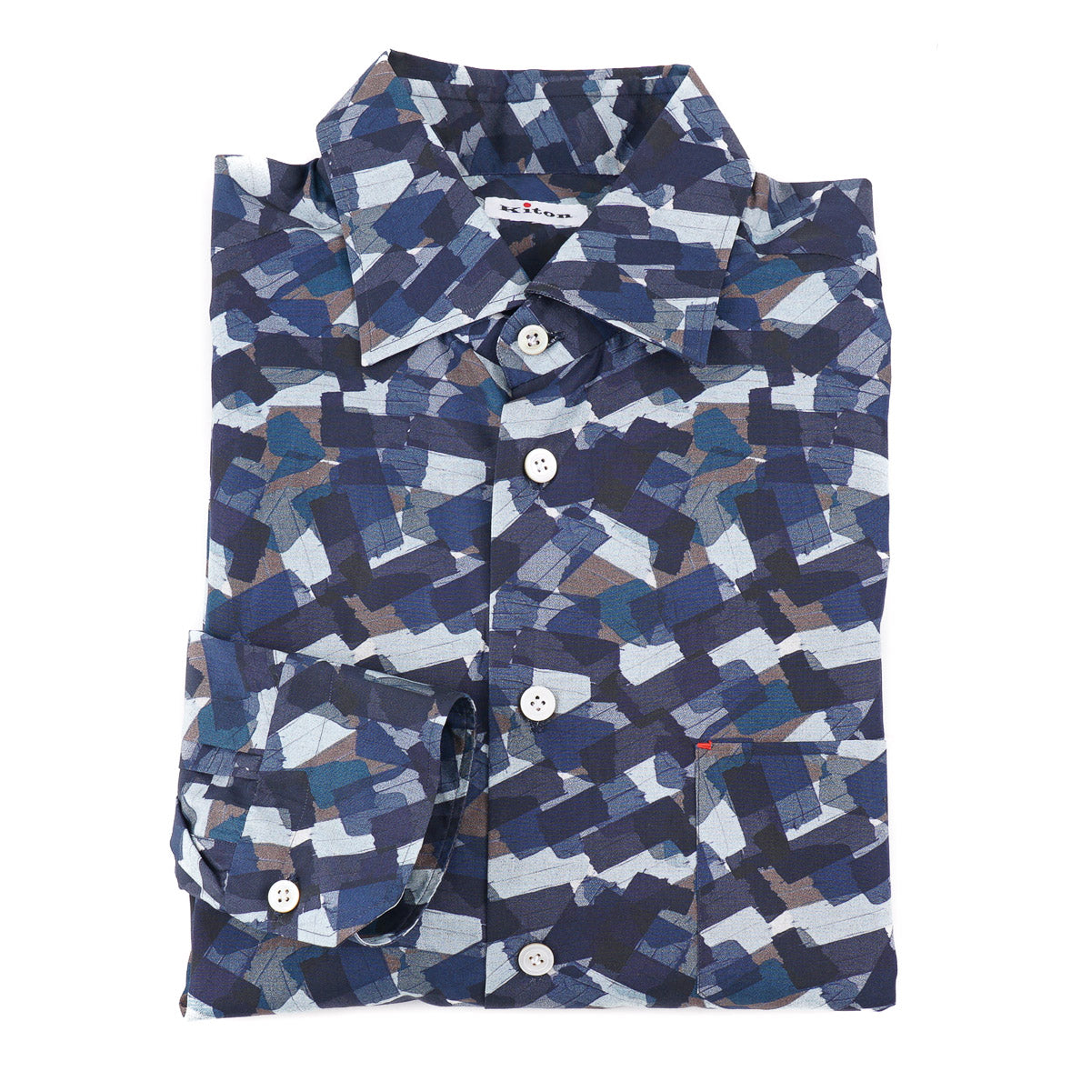 Kiton Geometric Patterned Cotton Shirt - Top Shelf Apparel