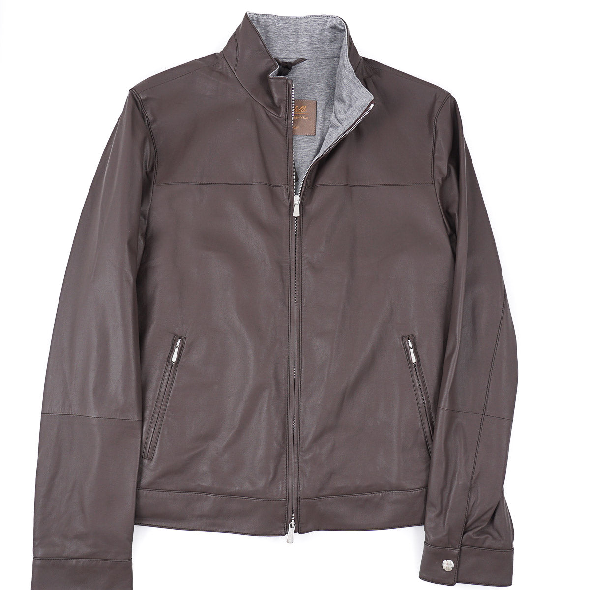 Enrico Mandelli Satin Lamb Leather Jacket