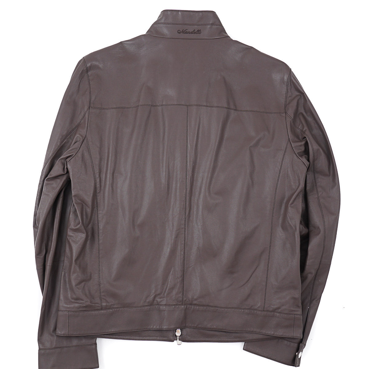 Enrico Mandelli Satin Lamb Leather Jacket