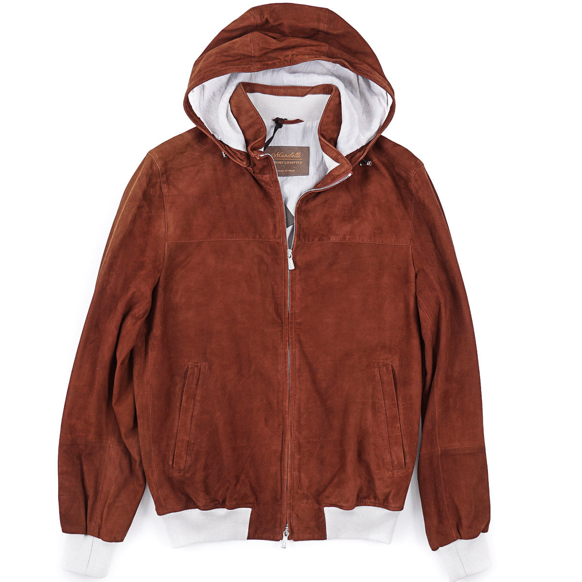 Enrico Mandelli Nappa Suede Jacket with Hood