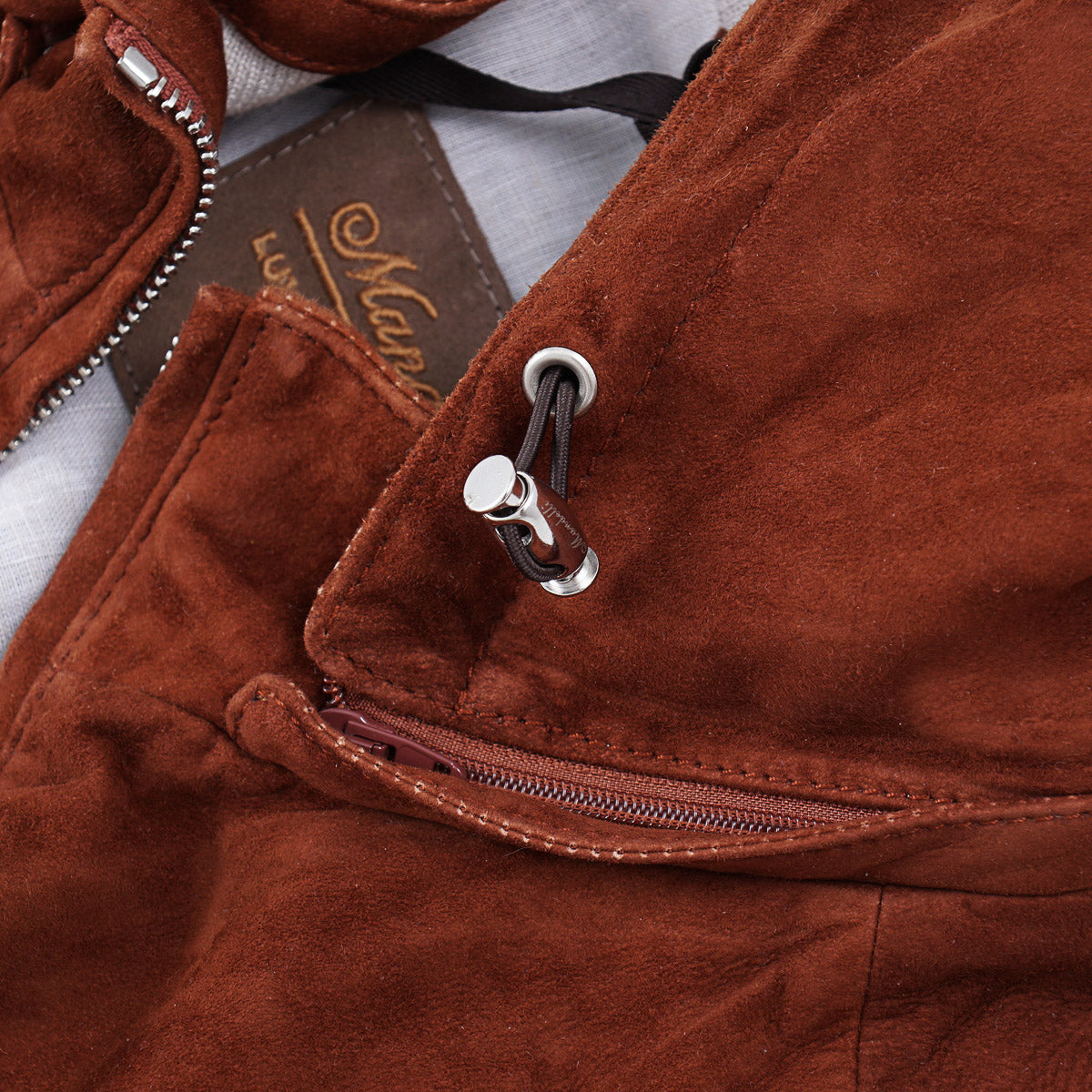 Enrico Mandelli Nappa Suede Jacket with Hood