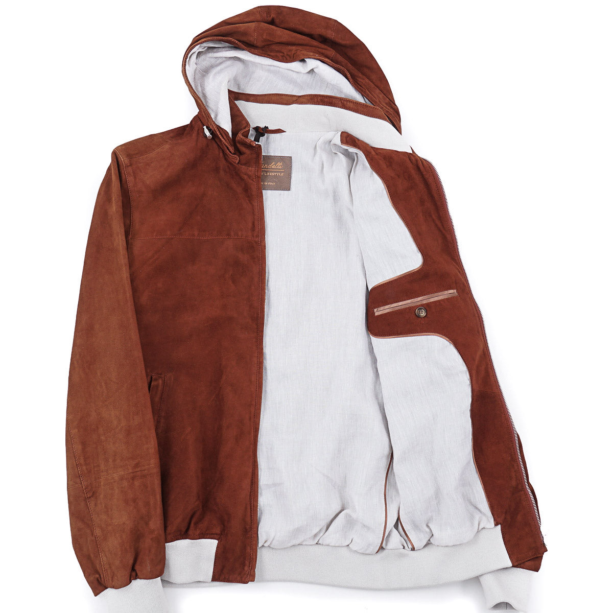 Enrico Mandelli Nappa Suede Jacket with Hood