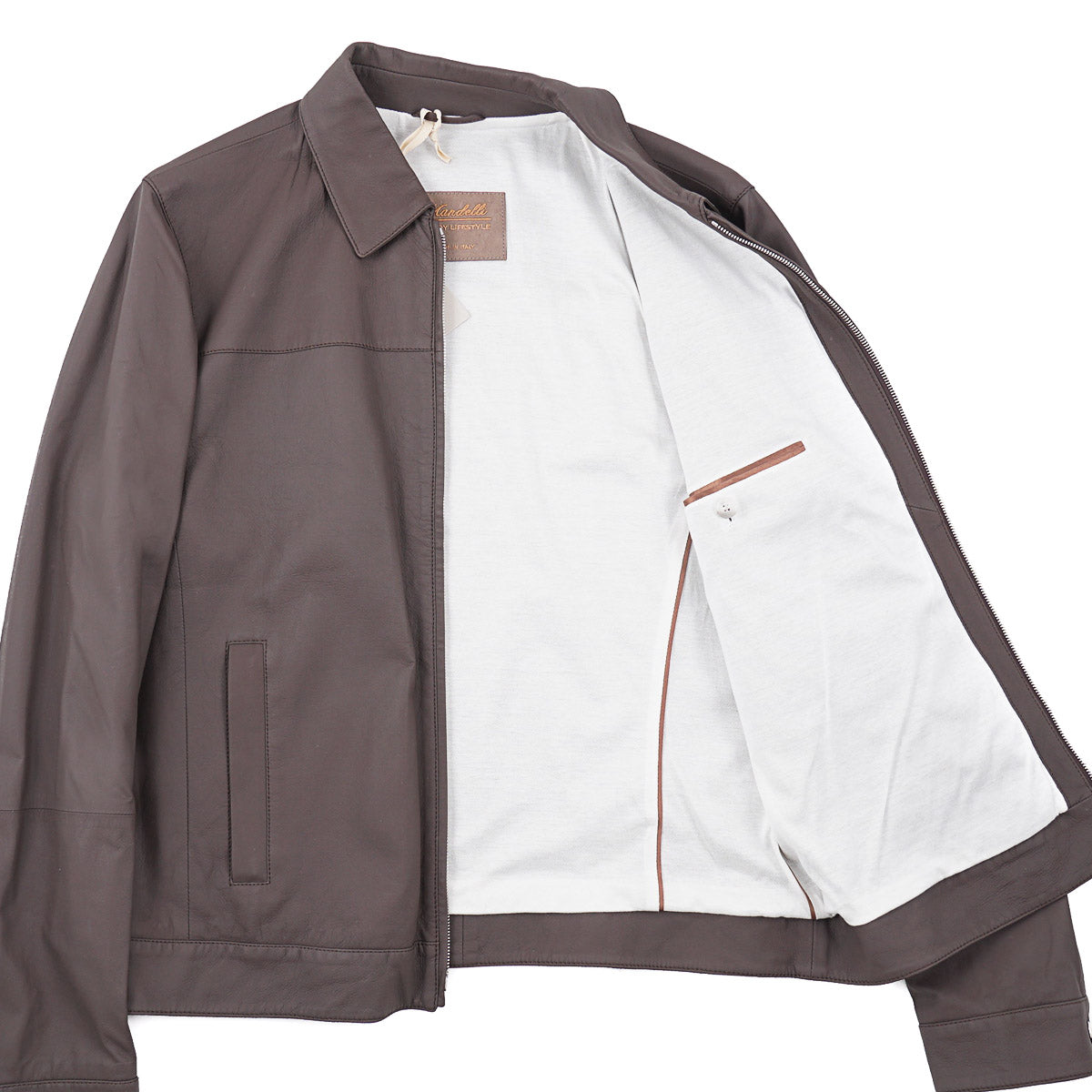 Enrico Mandelli Matte Lamb Leather Jacket