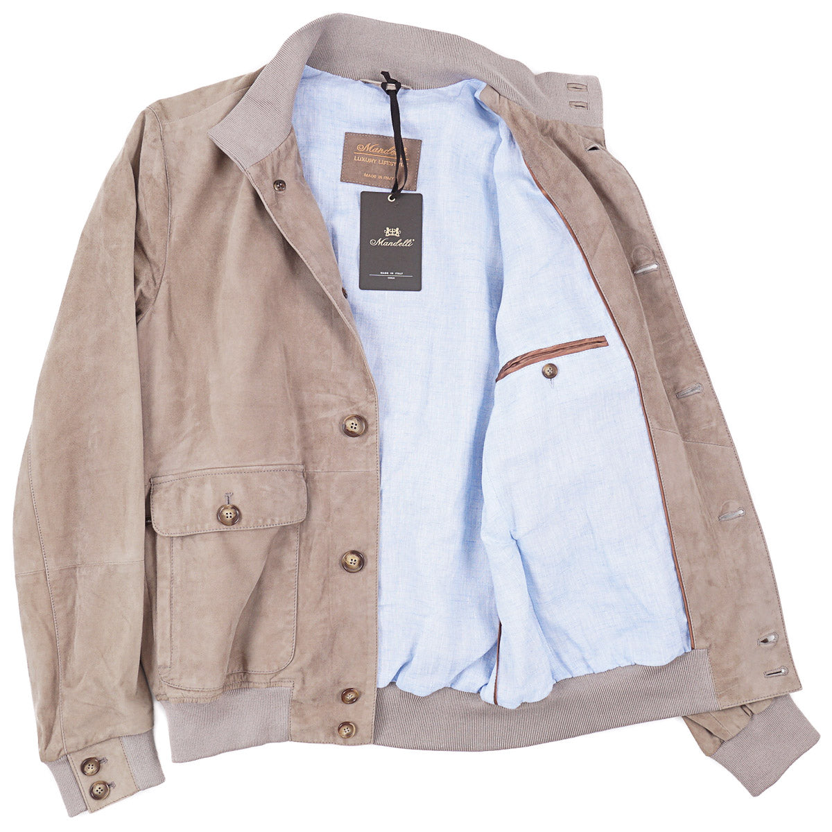 Enrico Mandelli Nappa Suede Bomber Jacket