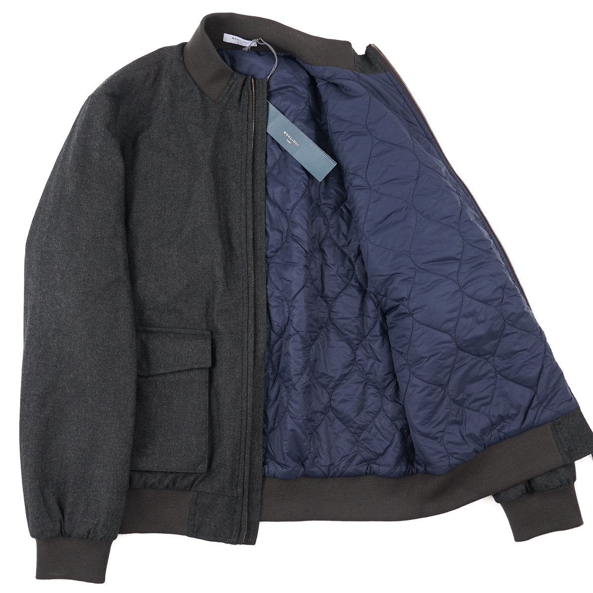 Boglioli Padded Flannel Wool Bomber Jacket