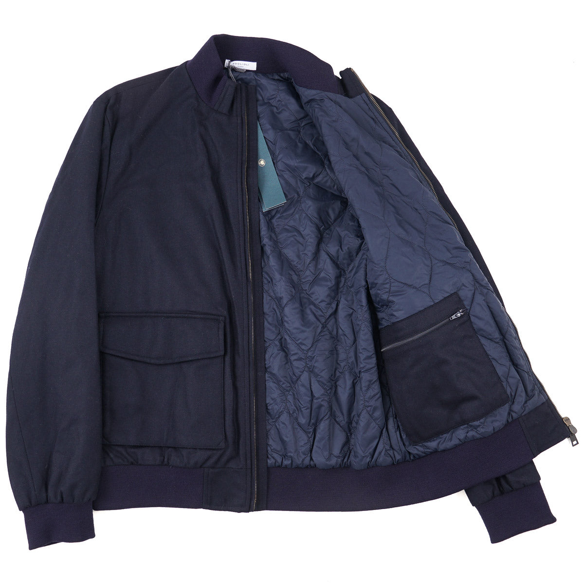 Boglioli Padded Flannel Wool Bomber Jacket