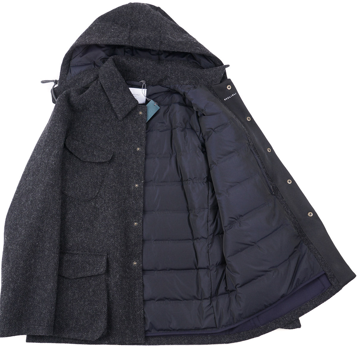 Boglioli Hooded Insulated Wool Field Jacket