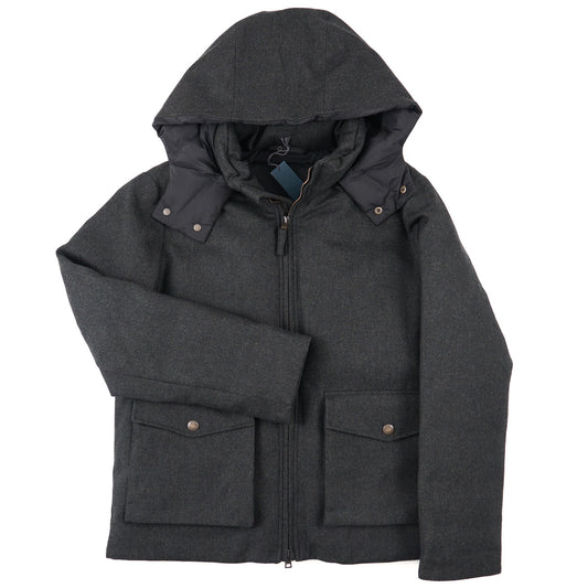 Boglioli Flannel Wool Hooded Down Jacket
