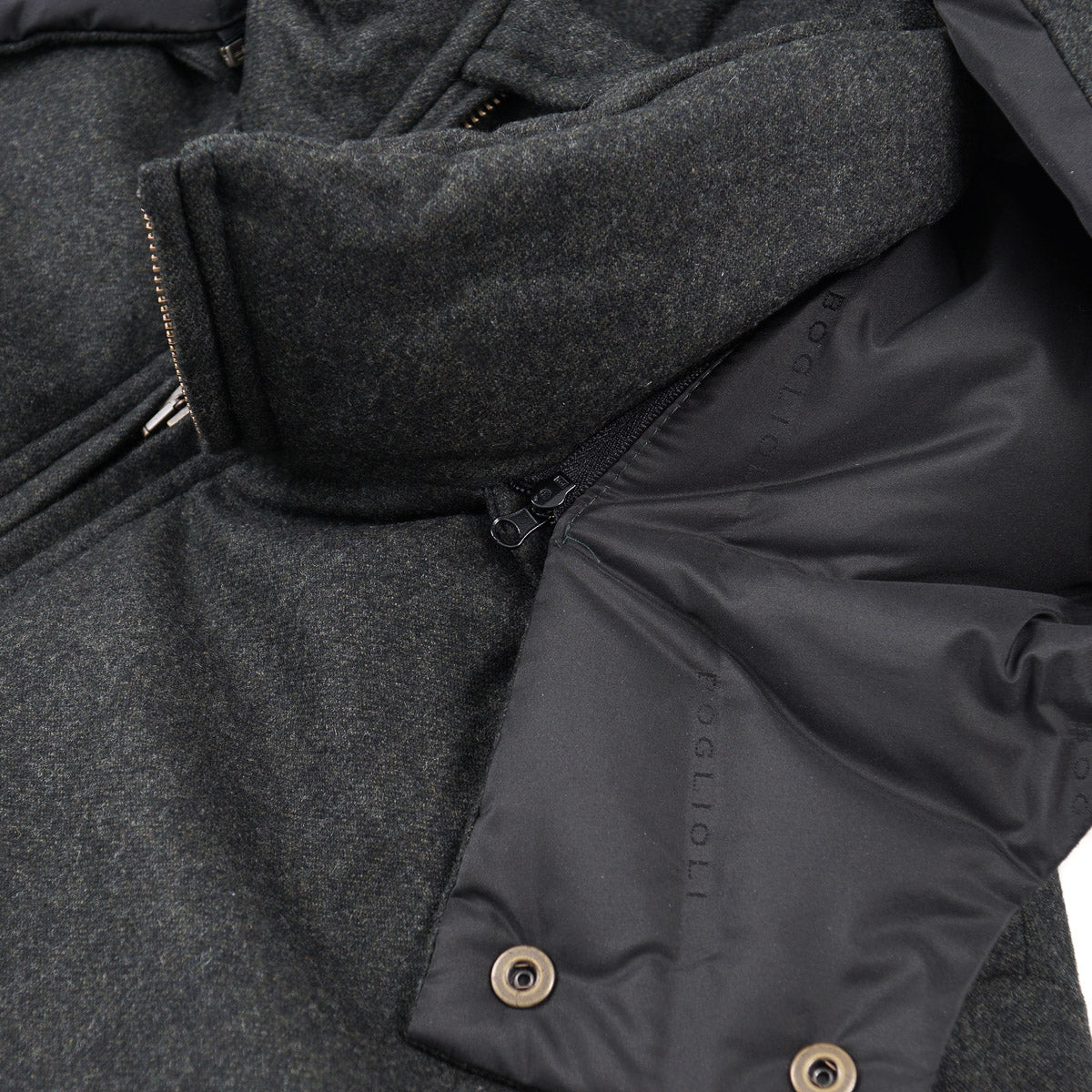 Boglioli Flannel Wool Hooded Down Jacket