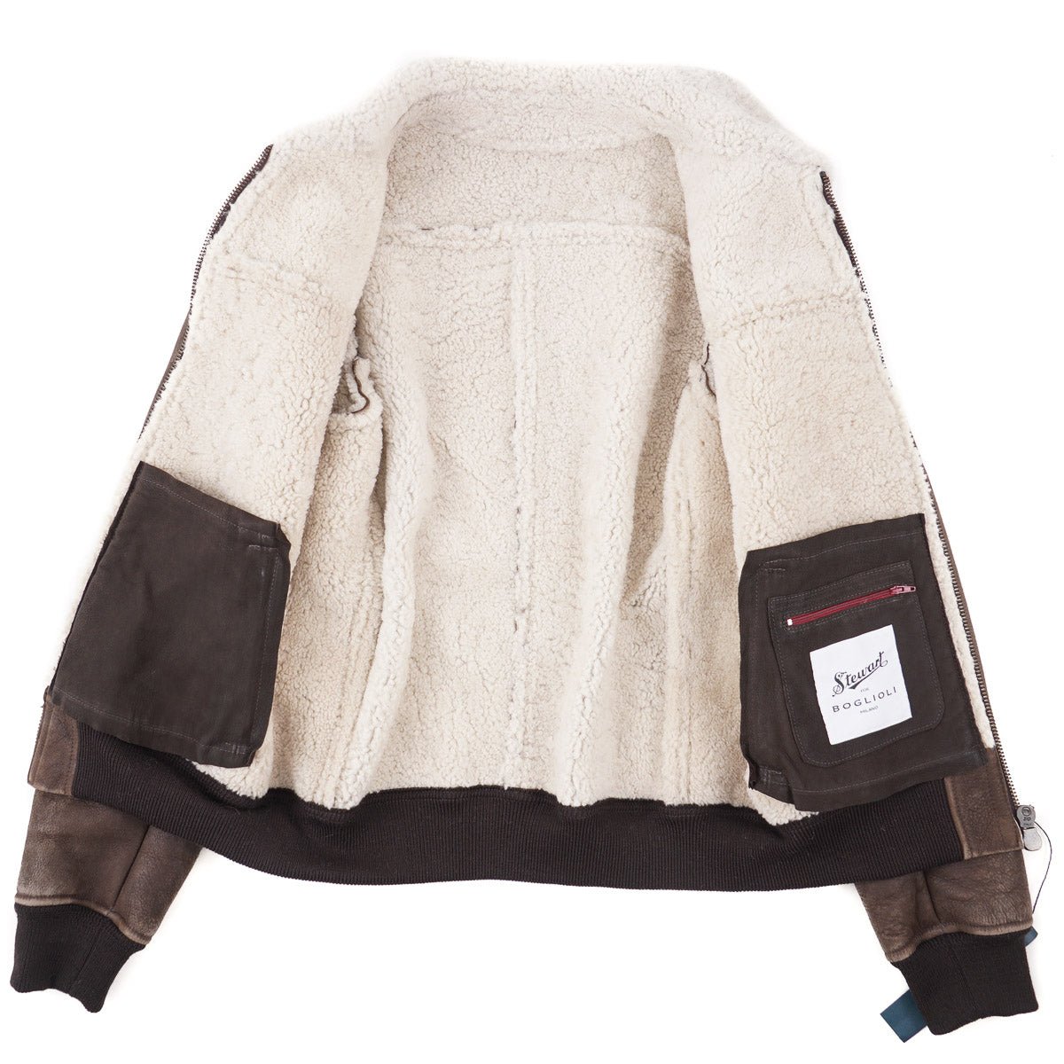 Boglioli Shearling Leather Bomber Jacket