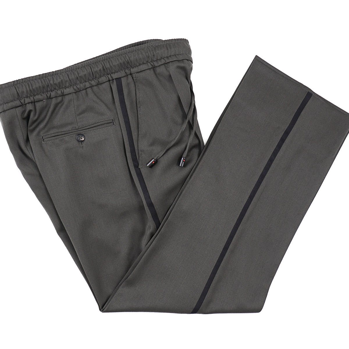Isaia Wide-Leg Drawstring Wool Pants