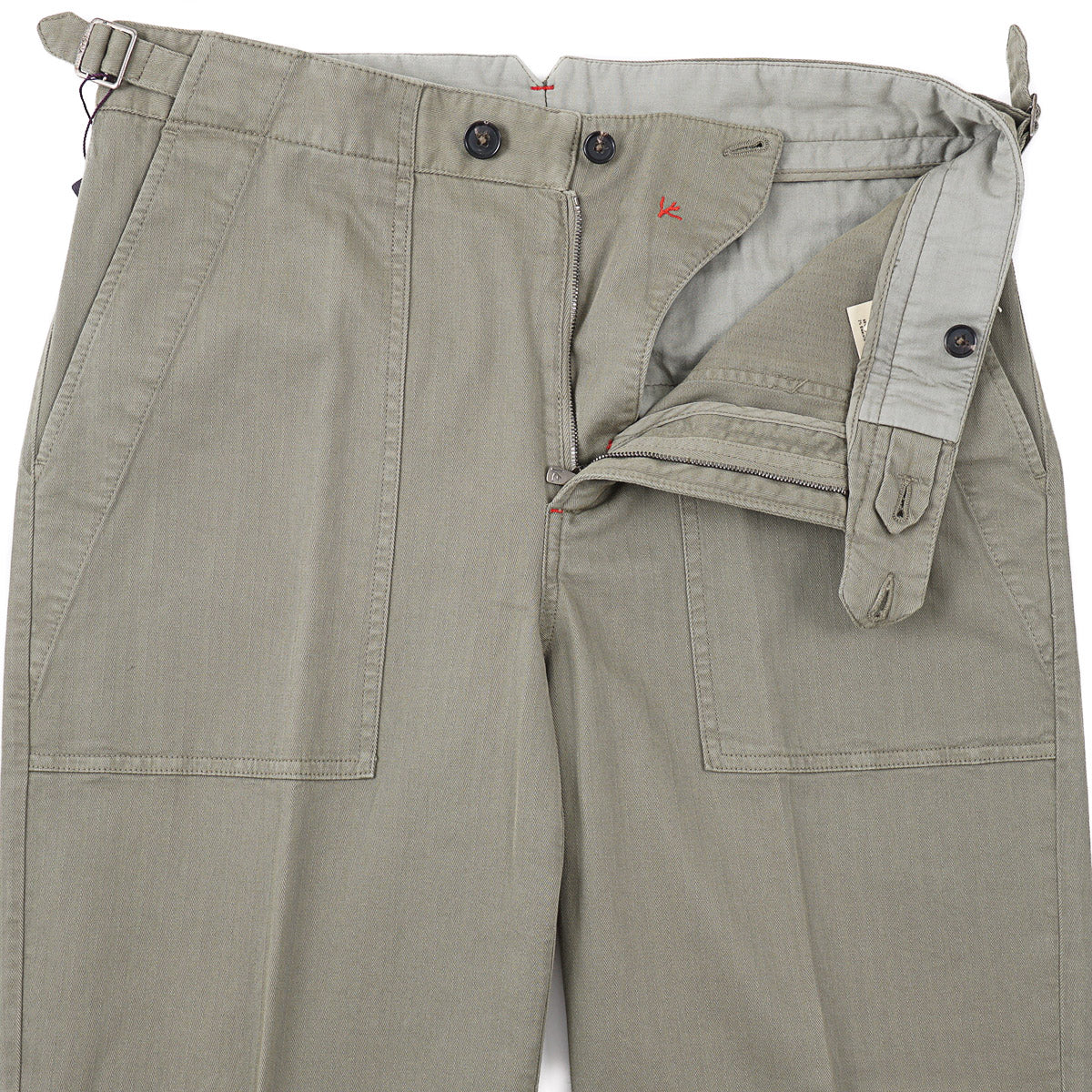 Isaia Cotton Pants with Military Details