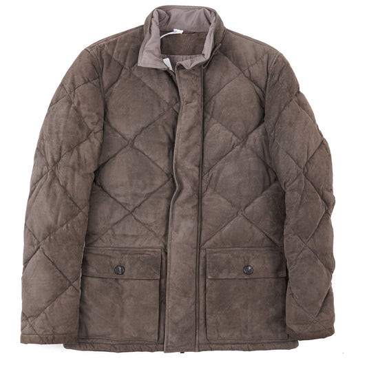 Manto Down-Filled Quilted Suede Jacket