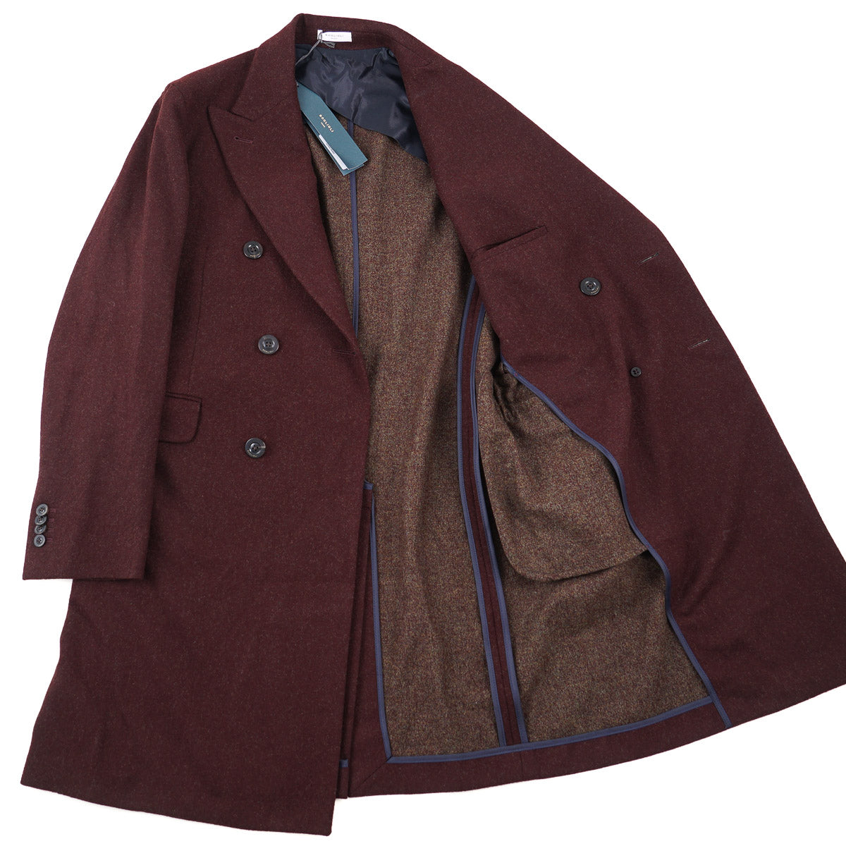 Boglioli Burgundy Flannel Wool Overcoat - Top Shelf Apparel