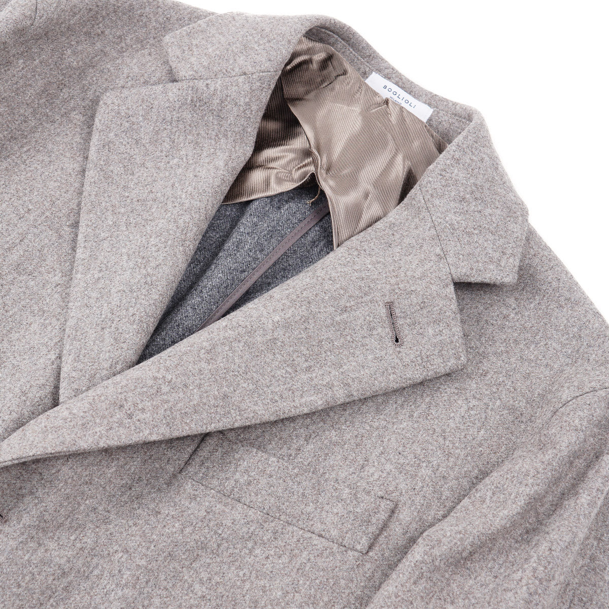 Boglioli Brushed Flannel Wool Overcoat