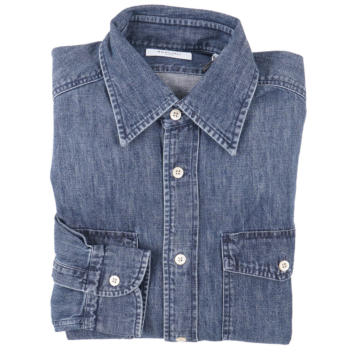 Boglioli Garment-Washed Denim Overshirt