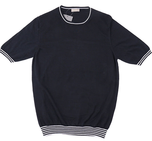 Cruciani Short-Sleeve Knit Cotton Sweater - Top Shelf Apparel