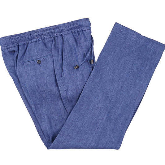 Isaia Wide-Leg Drawstring Linen Pants