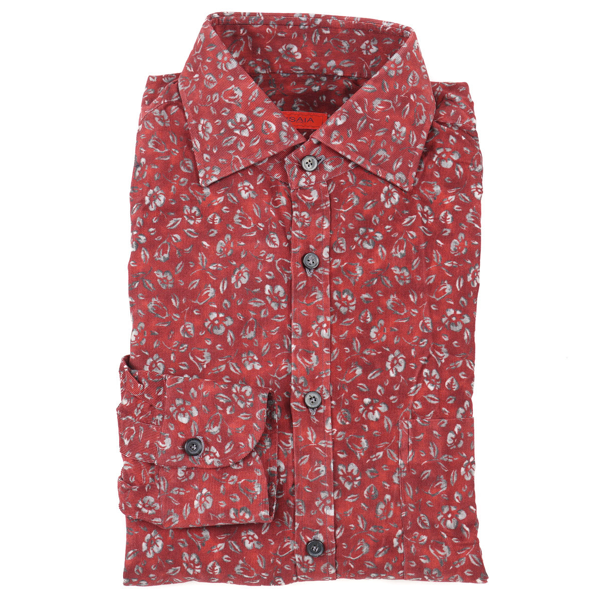 Isaia Printed Corduroy Cotton Shirt