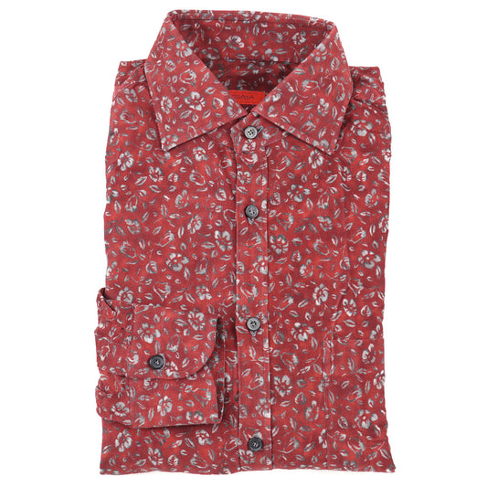 Isaia Printed Corduroy Cotton Shirt