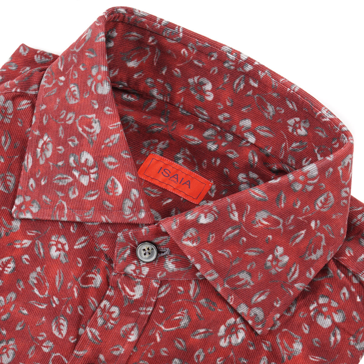 Isaia Printed Corduroy Cotton Shirt