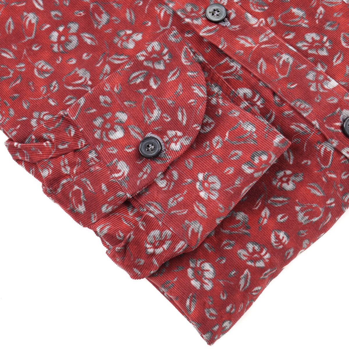 Isaia Printed Corduroy Cotton Shirt