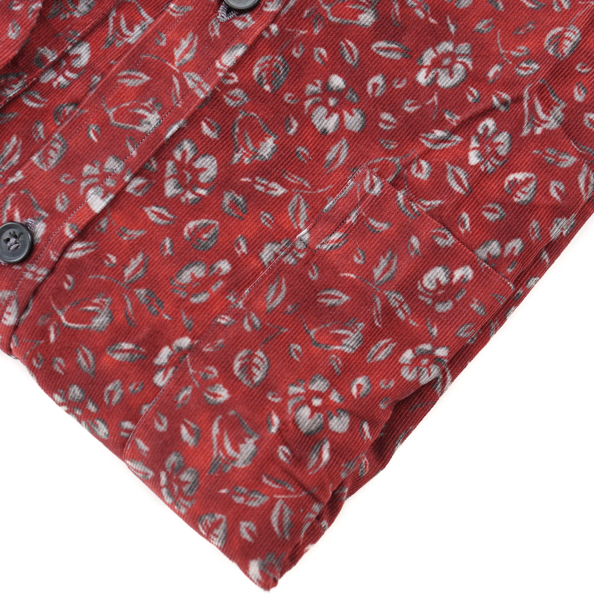 Isaia Printed Corduroy Cotton Shirt