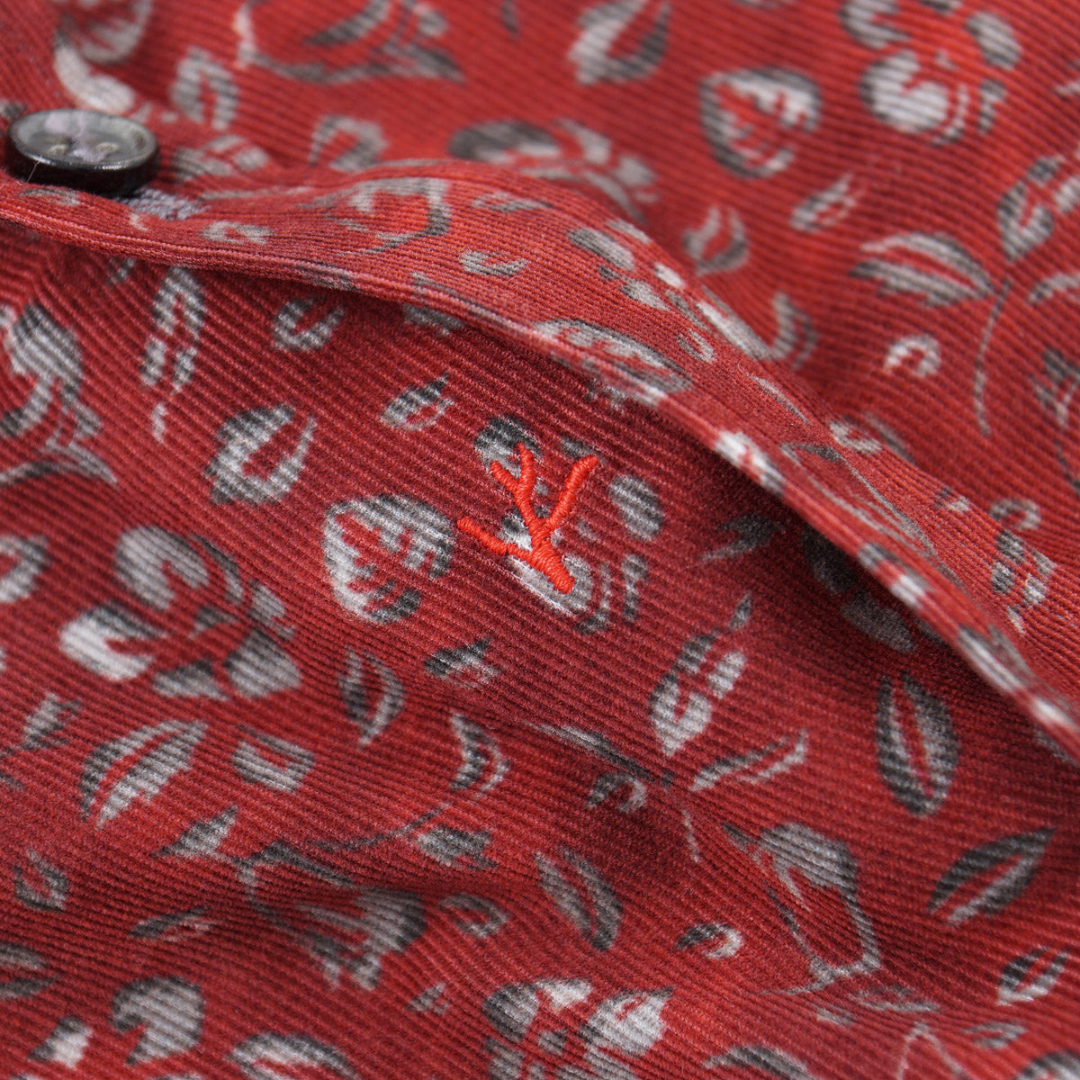 Isaia Printed Corduroy Cotton Shirt