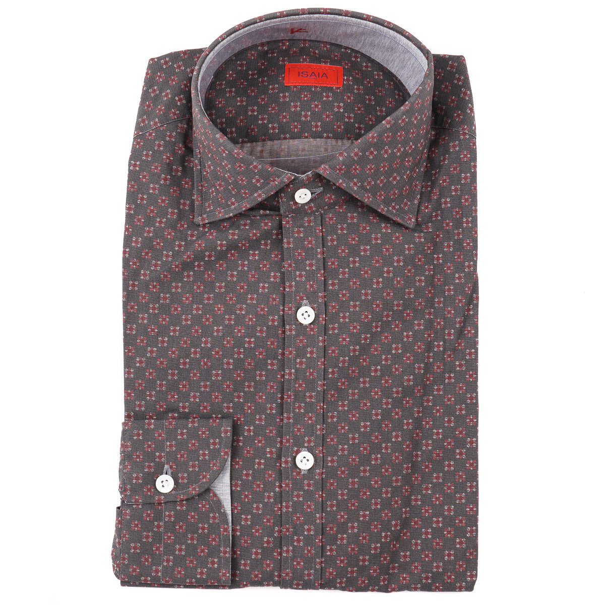 Isaia Jacquard Print Cotton Shirt