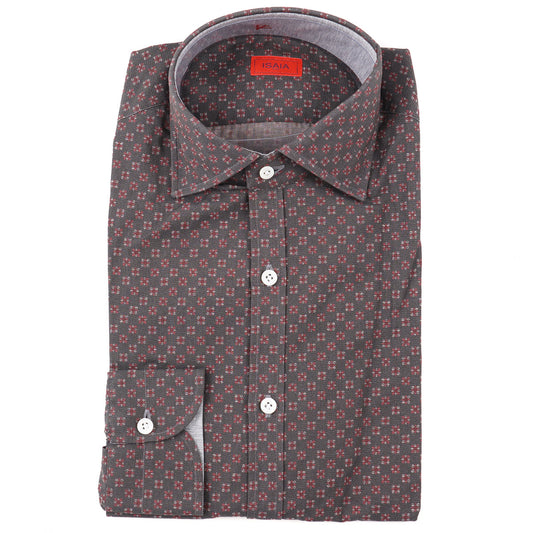 Isaia Jacquard Print Cotton Shirt