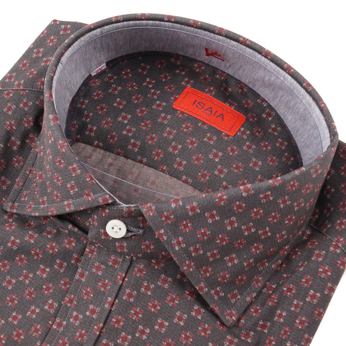 Isaia Jacquard Print Cotton Shirt