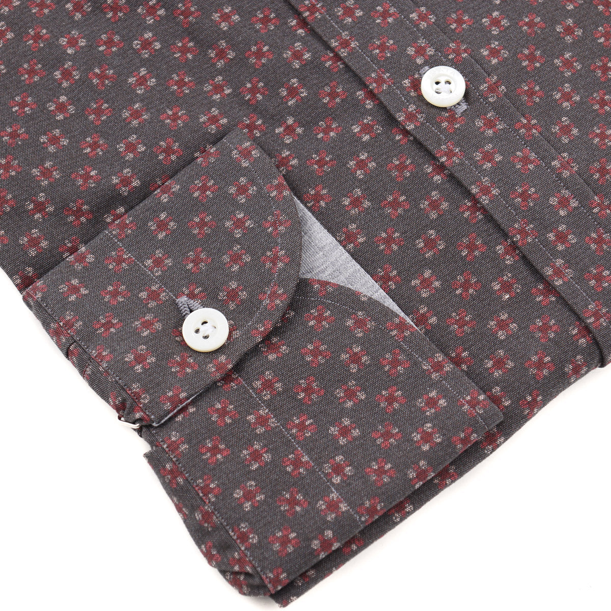 Isaia Jacquard Print Cotton Shirt